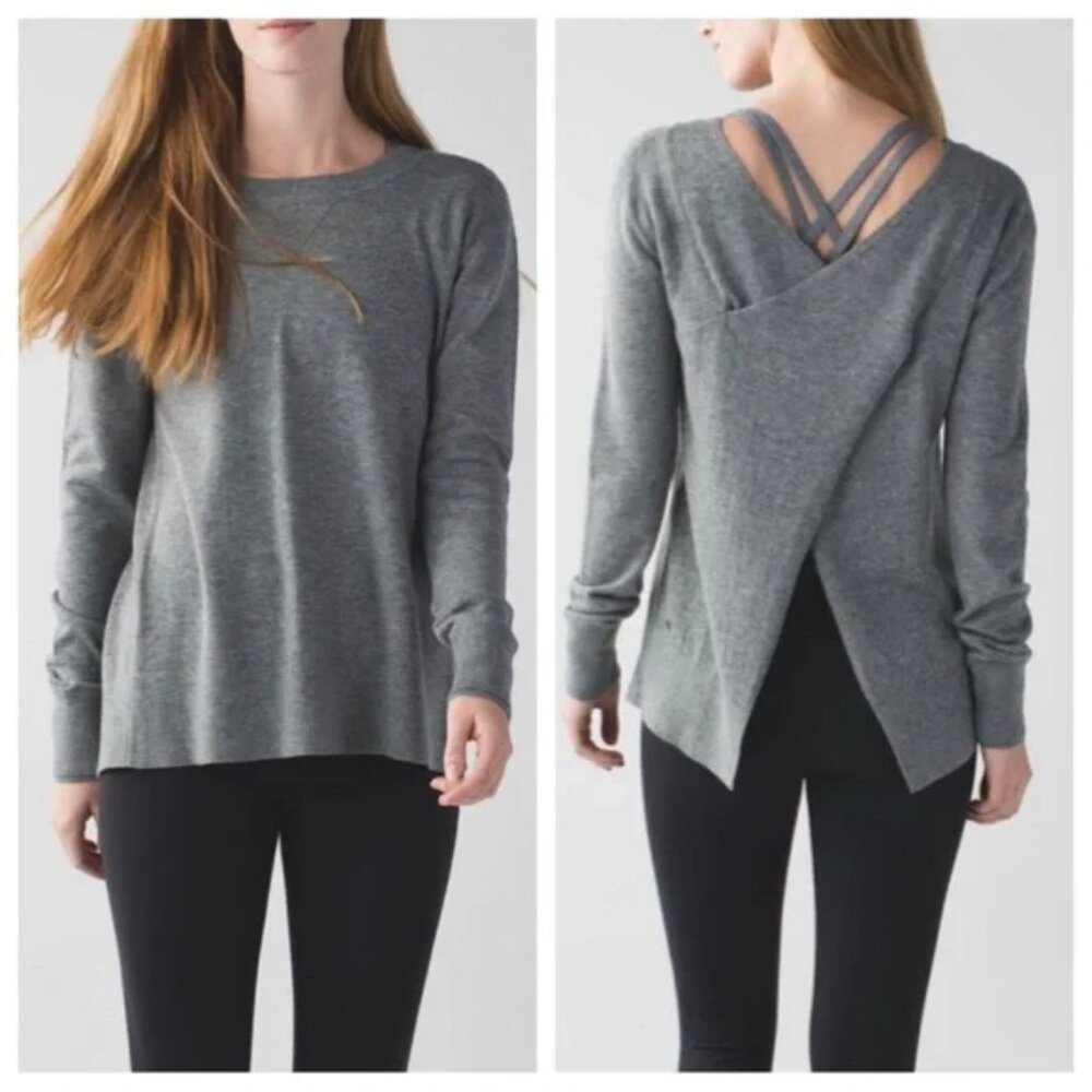 LULULEMON Sweater Womens S? Sunset Savasana Knit Button Back Thumbholes Layering